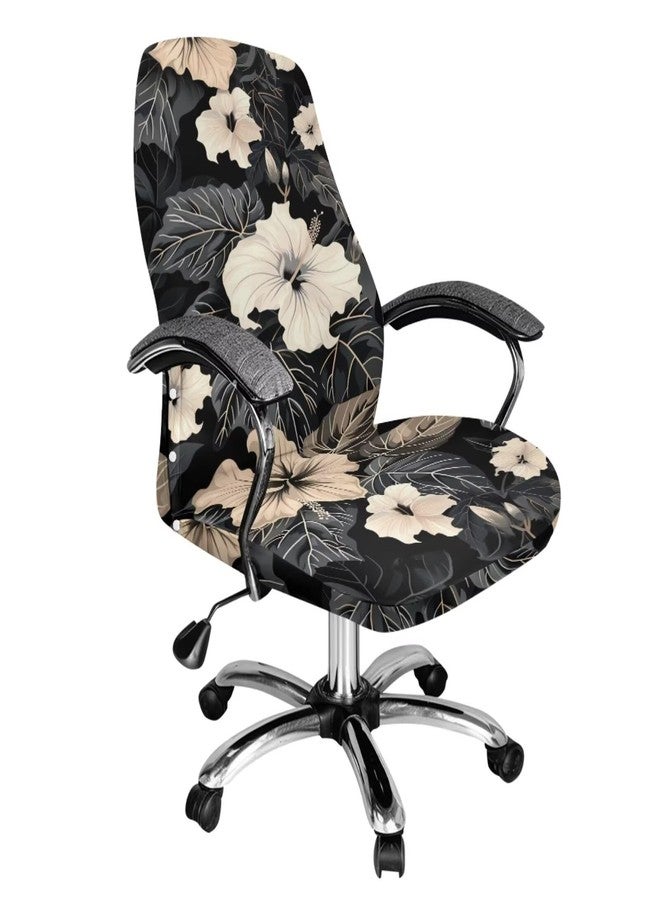 Wanzuoeng Hibiscus Print Computer Desk Chair Seat Cover Dust-Proof Washable Rotating Office Chairs Slipcover with Elastic Bottom - Image 1